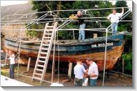 PLeudihen (1997) Les Courtis  son arrive au chantier (photo Ass. Pilotine en Rance)